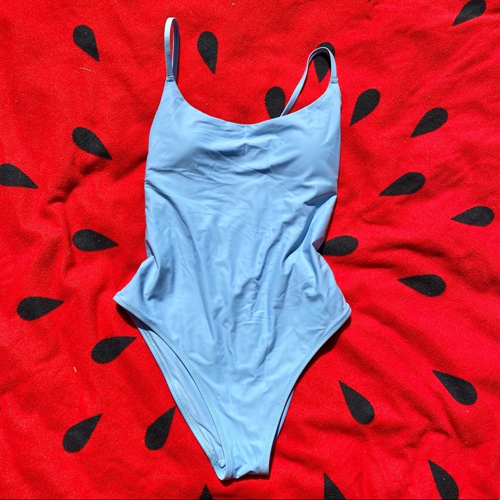 Light blue Aerie cross back one piece bathingsuit